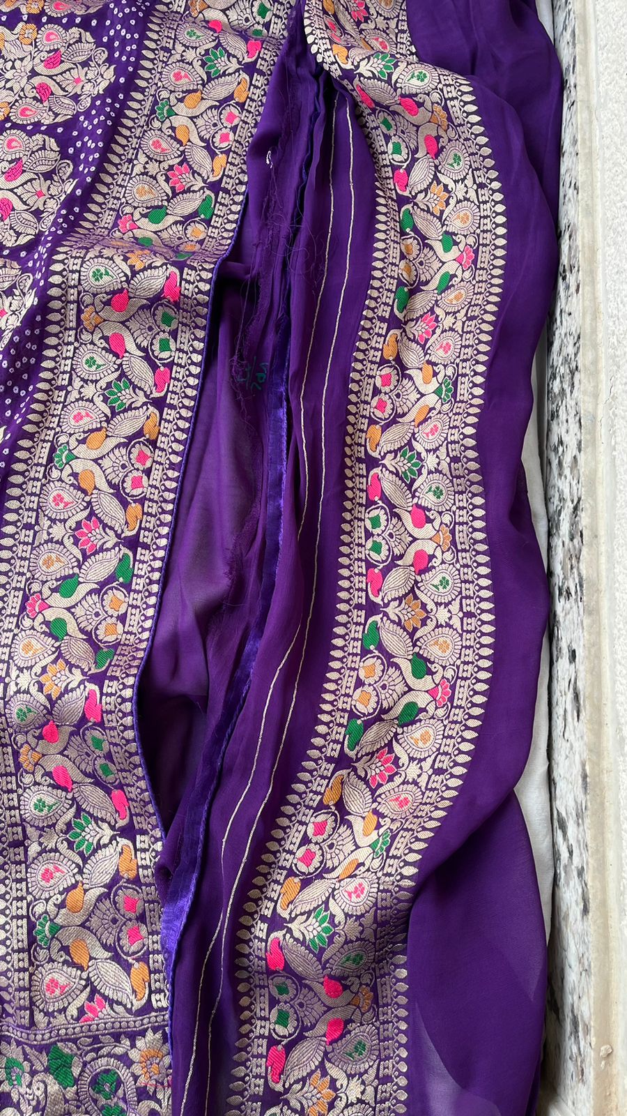 Pure Meenakari Khaddi Georgette Bandhani