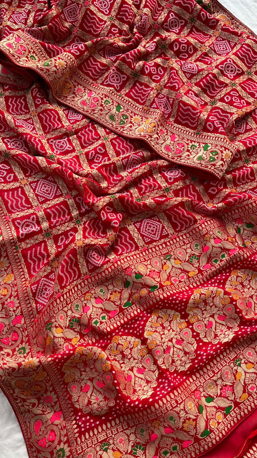 Pure Meenakari Khaddi Georgette Bandhani