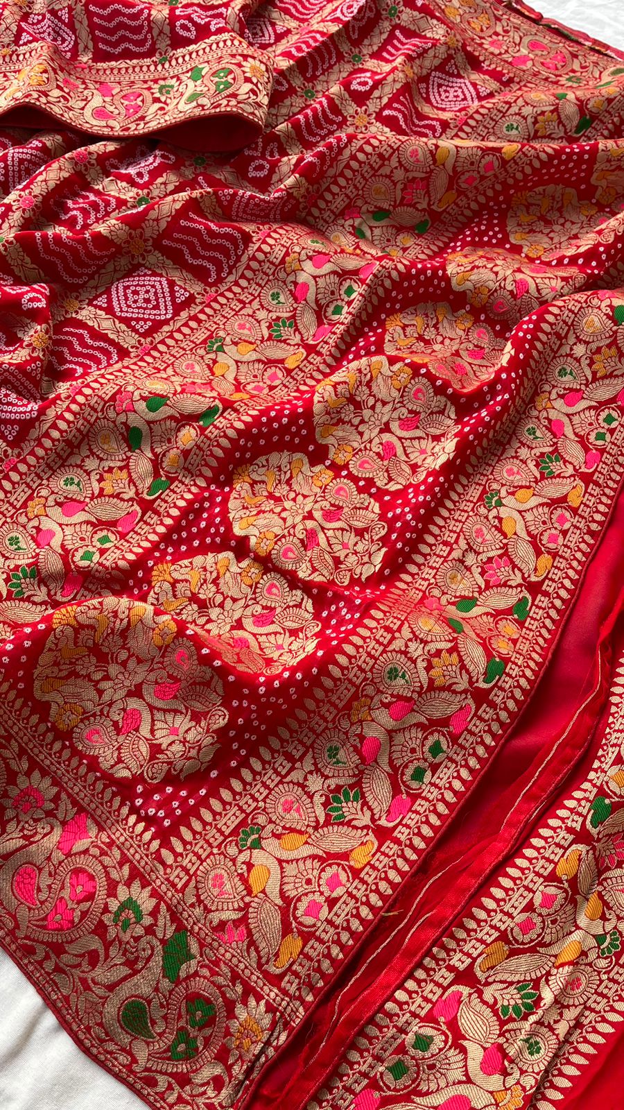 Pure Meenakari Khaddi Georgette Bandhani