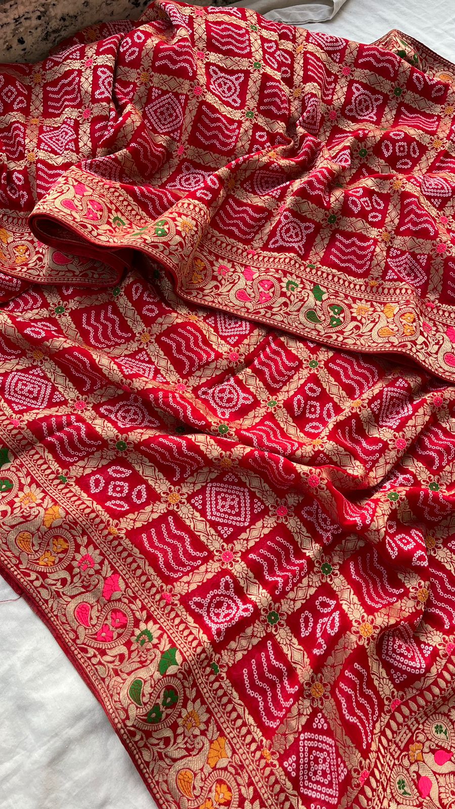 Pure Meenakari Khaddi Georgette Bandhani