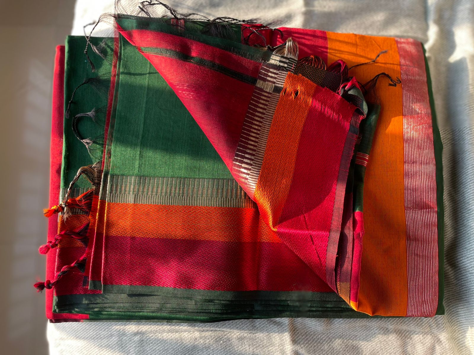 Maheshwari Silk Cotton Saree with Zari Work – Handcrafted Elegance