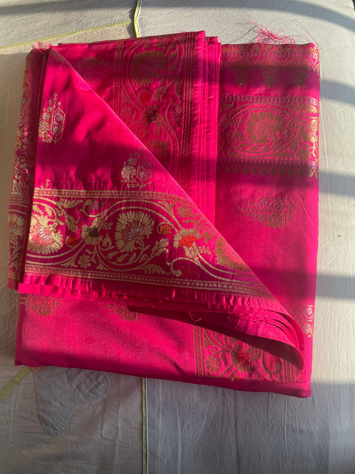 Elegant Semi Katan Gold-Silver Weaving Meenakari Silk Saree