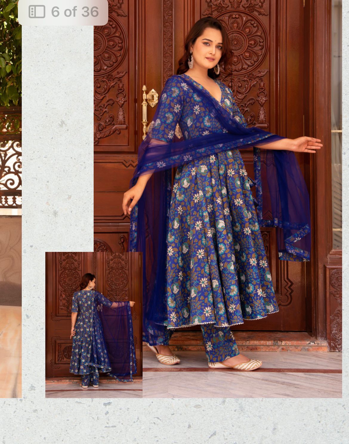 Royal Blue Phool Angrakha Set - Ethnic Elegance